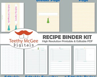 Recipe Binder Kit for Sundries - Instant Download - Editable to Organize Your Apothecary Recipes