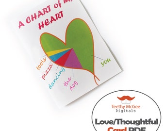 Printable Love Card - PDF Instant Downloadable File - Chart of My Heart