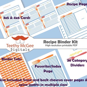 Recipe Binder Kit - Instant Download to Organize Your Kitchen in Spring Colors