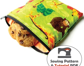 Zippered Snack Bags, and Wet Bag- 4 Sizes - Instant Download Sewing Patterns and Tutorial