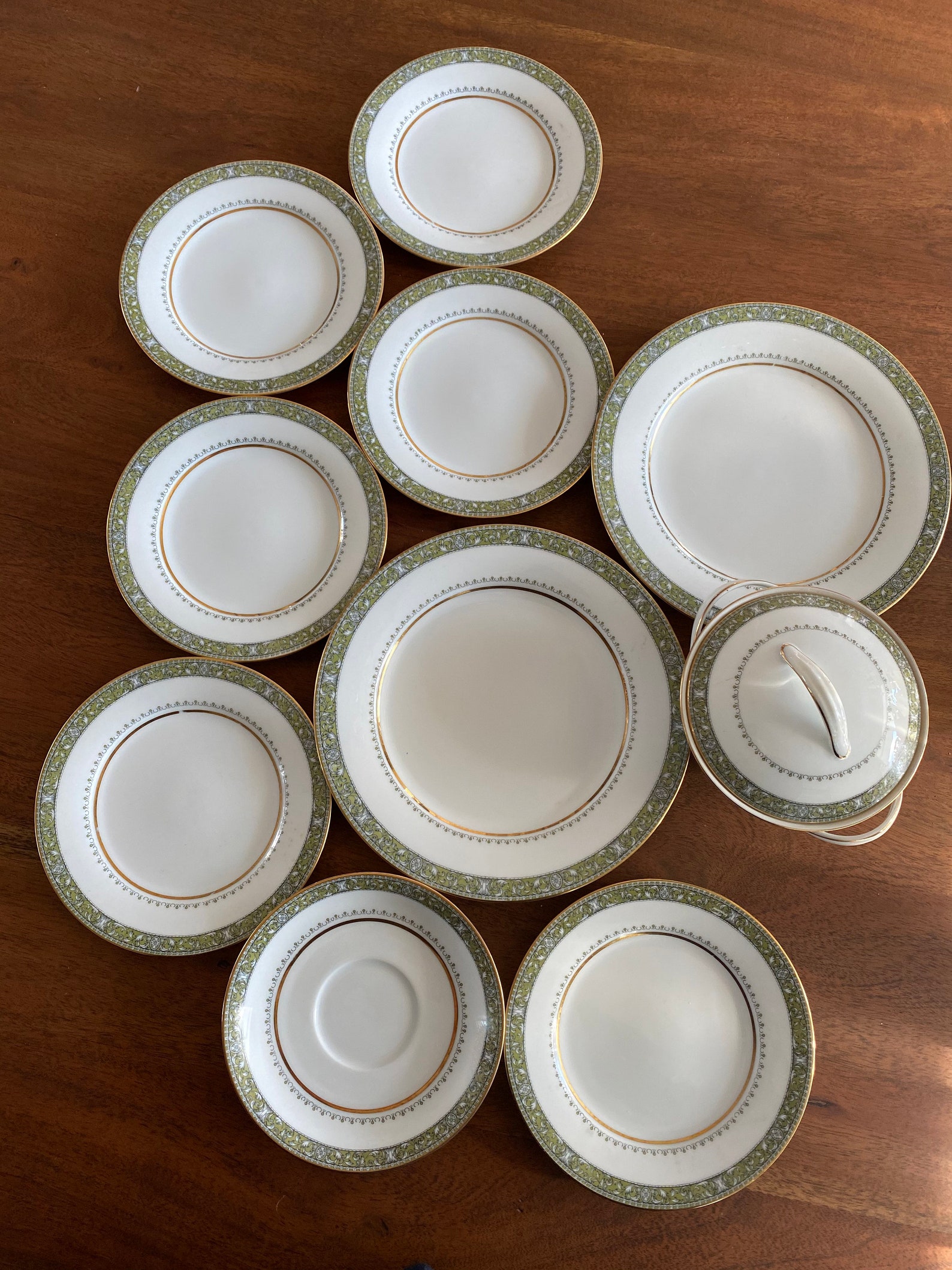 Vintage Noritake 6871 Thurston 10 piece set gold trim. Etsy