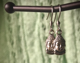 Skygrass - Silver Buddha head earrings