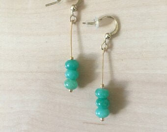Sweet Small Something - Aquamarine & Gold Dangling Earrings