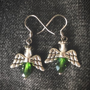 Skygrass Angel earrings with silver wings and glass beads image 2