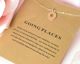 Make A Wish Going Places Compass Gold Plated Pendant Necklace