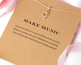 Make A Wish Make Music G Clef Gold Plated Pendant Necklace