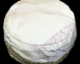 Antique Traditional Silk Brocade and Metallic Embroidered Child Skullcap - Shipping İncluded.