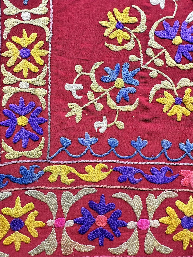 Uzbekistan Lakai Silk Cross Stitched Embroidery Hanging - Shipping İncluded. (27.5'' x 35.5'') İnc. image 7