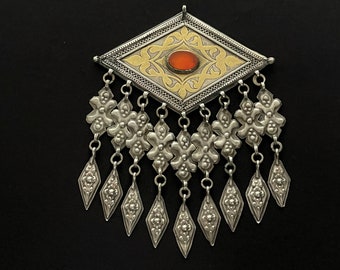 Ethnic Turkmen Talismanic Silver Pendant - Free Shipping.