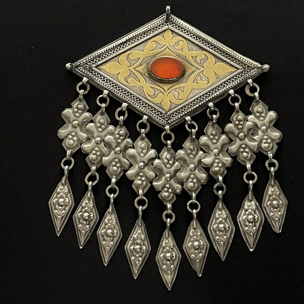 Ethnic Turkmen Talismanic Silver Pendant - Free Shipping.