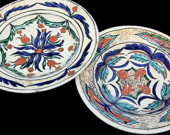 Turkish Kutahya Pair of İznik Style Quarts Plates - Shipping İncluded.