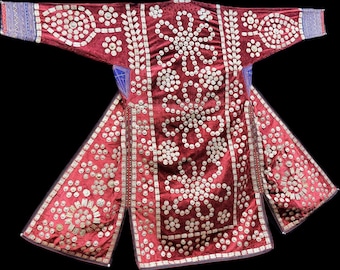 超美品★モンゴル民族衣装デール＆タッセルイヤリングセット ステージ用 水色、金茶 13世紀の女性用デール - モンゴルの伝統的なデールローブ - 手作りの