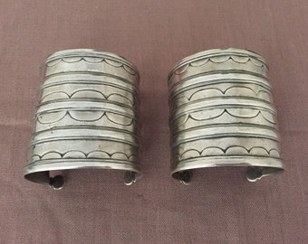 Ethnic Turkmen Ersay Tribal Silver Cuff Bracelets - Shipping İncluded.