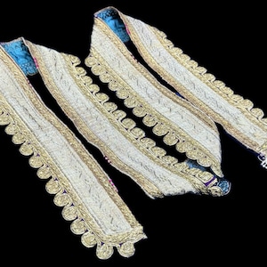 Antique Ottoman Embroidered Belt: Silver & Gold Metallic, Anatolian Design
