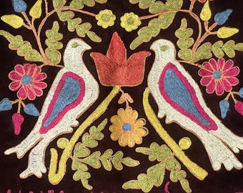 Vintage Uzbekistan Hand Embroidered on Velvet Suzani & Hanging - Shipping İncluded. (84'' x 26'') İnc.