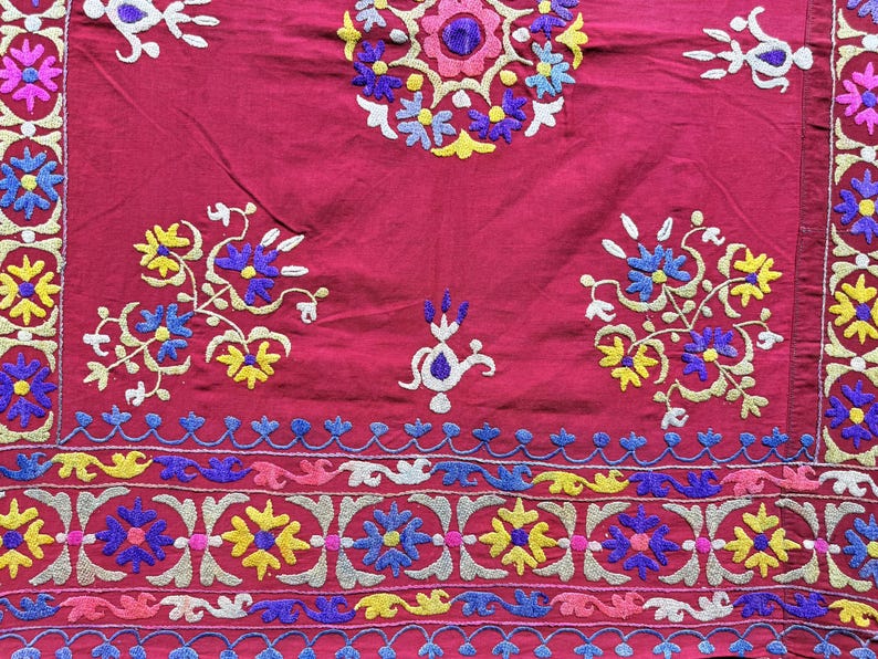 Uzbekistan Lakai Silk Cross Stitched Embroidery Hanging - Shipping İncluded. (27.5'' x 35.5'') İnc. image 4