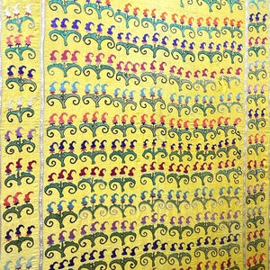 Antique Uzbekistan - Samarkand Silk Embroidered Suzani - Shipping İncluded. (77.5&#39;&#39; x 48.5&#39;&#39;)İnc.