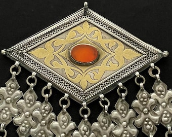 Ethnic Turkmen Talismanic Silver Pendant - Shipping İncluded. (5.5&#39;&#39; x 4&#39;&#39;) İnc.