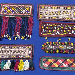Antique Turkmen Tekke and Yomud Silk Embroidered Amulets & Hangings - Shipping İncluded.