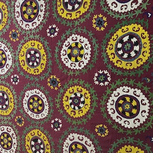 Vintage Uzbekistan Silk Embroidered Suzani & Hanging Decoration - Shipping İncluded. (85.5&#39;&#39; x 87.5&#39;&#39;)İnc.
