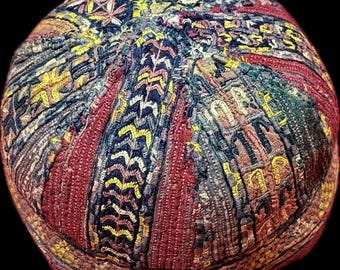 Antique Tekke - Turkmen Silk Embroidered Child Hat & Skullcap - Shipping İncluded.