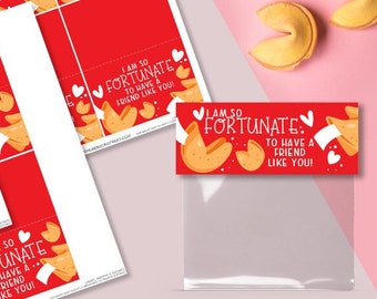 Fortune Cookie Valentine Gift Tags | Valentine Tags | Fortune Cookie Tags | Valentine's Day Gift Tags | Printable Valentine Tags