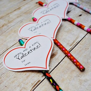 Write Me A Note Valentine, Printable Pencil Valentine, Classroom Valentine&#39;s, Printable Pencil Valentine, Heart Valentine&#39;s for kids, Vday