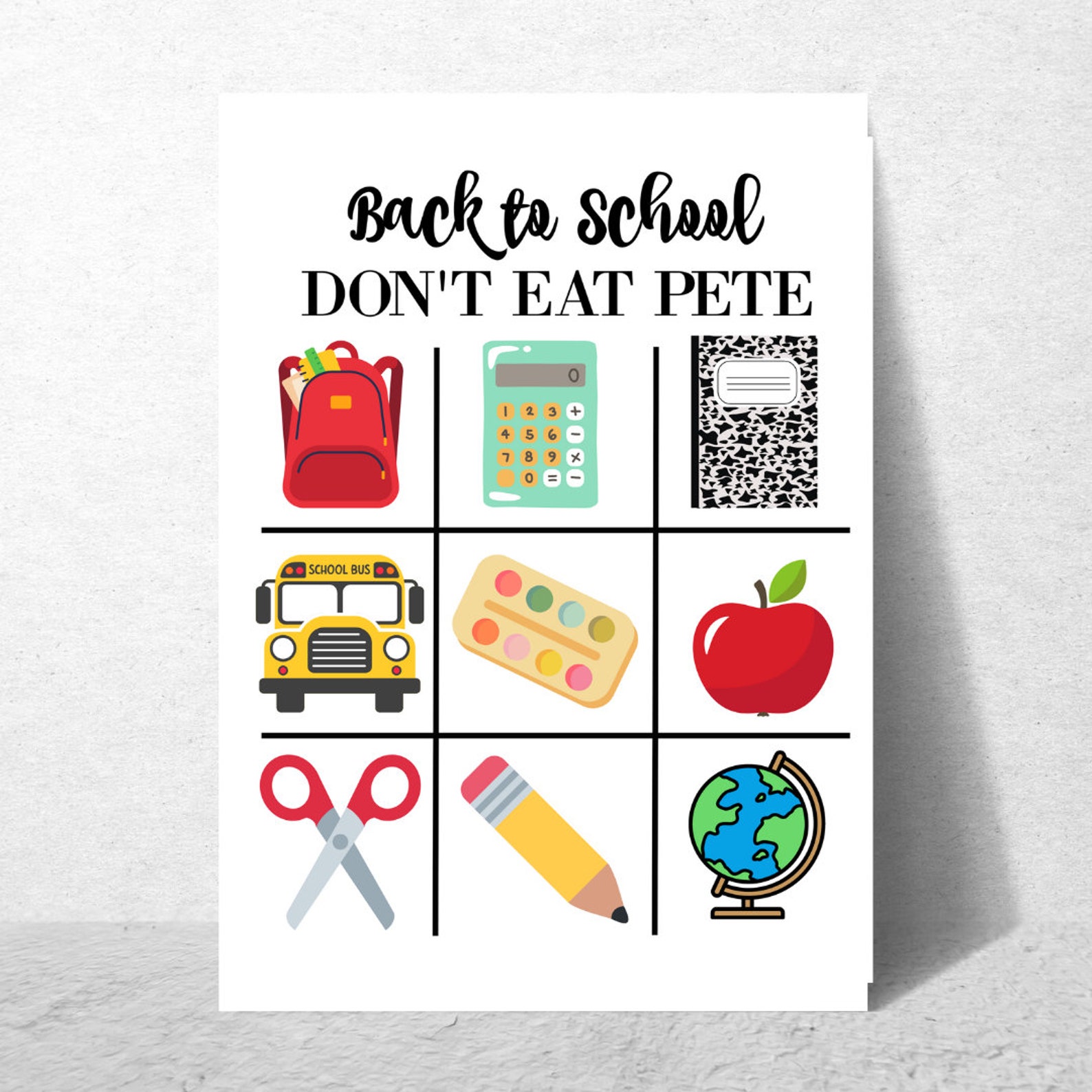 Back to School Don't Eat Pete / Printable Back to School Games