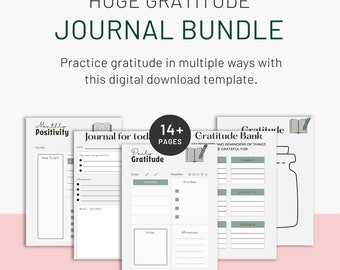 Gratitude Journal Printable Bundle: Mindfulness, Self Care (Digital Download)
