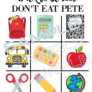 Back to School Don't Eat Pete / Printable Back to School Games ...