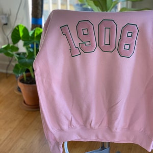 AKA 1908 Sweatshirt – Alpha Kappa Alpha Sorority Crewneck – Pink & Green Greek Life Apparel – Custom AKA Sweater – Sorority Crossing Gift