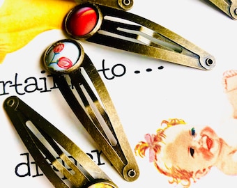 6 Haarspangen aus Blech | Vintage Teedose Haarspangen | Zinn-Haarspangen | Dose Haarnadeln | *Wähle die gewünschte Farbe in der Auswahl aus