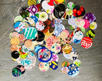 50 pieces- UNSANDED Recycled discs; Tin vintage metal pieces; jewelry making tin; Tin scraps; Handcut cookie tin; Leftover tin; tin pie