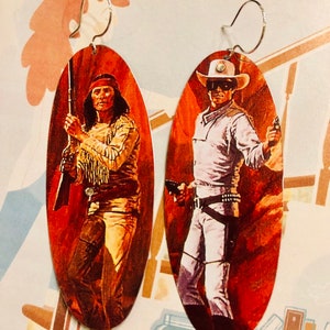 Western earrings | Vintage tin earrings | Cowboy earrings | Vintage tin earrings | Upcycled | Cookie tin earrings | Recycled  tin