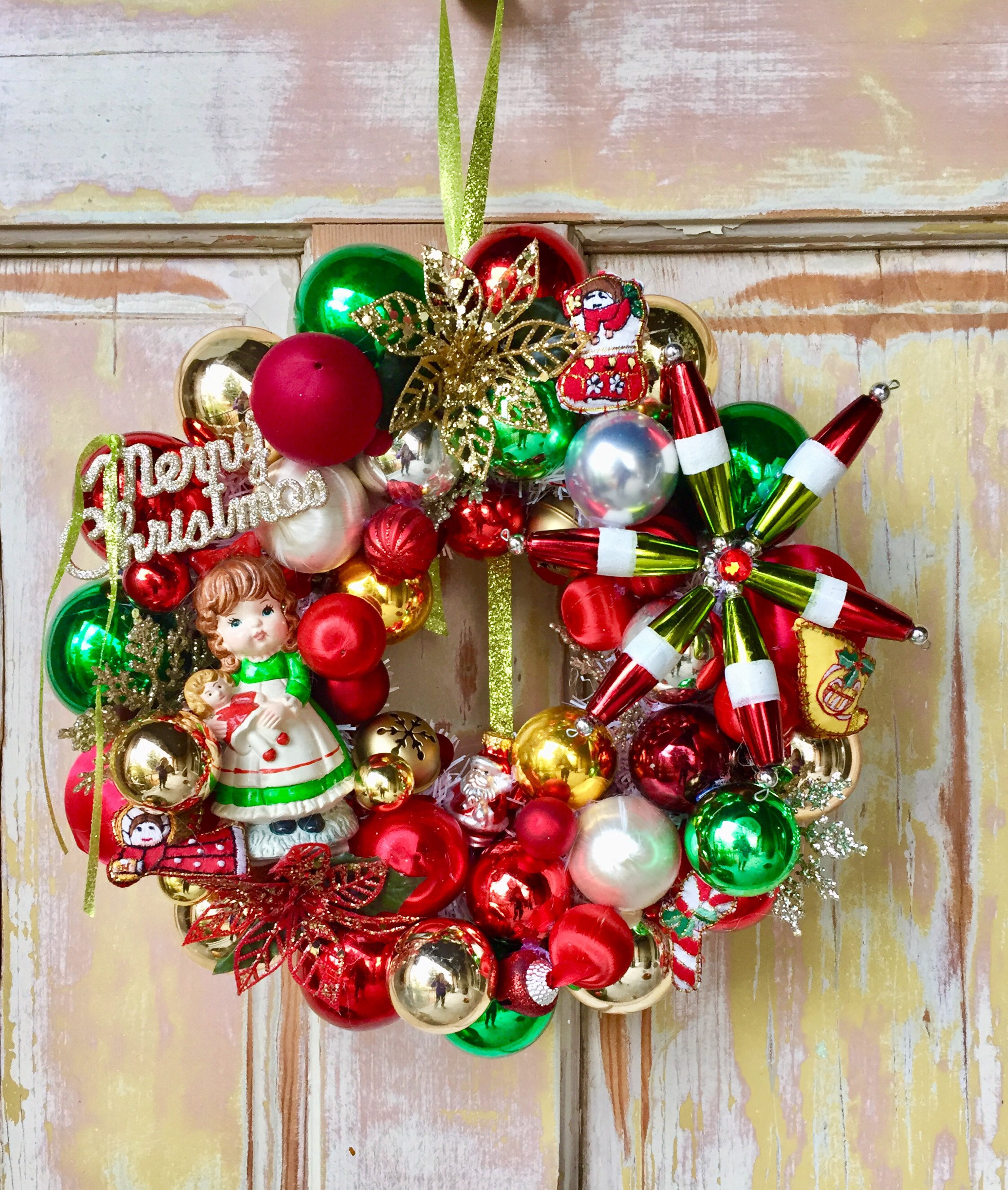 Christmas wreath made from upcycled ornaments Ornament wreath Etsy