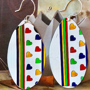 Love themed upcycled tin earrings; upcycled tin earrings; salvaged tea tin; tin earrings; Friendship jewelry; Mother&#39;s Day jewelry; vintage