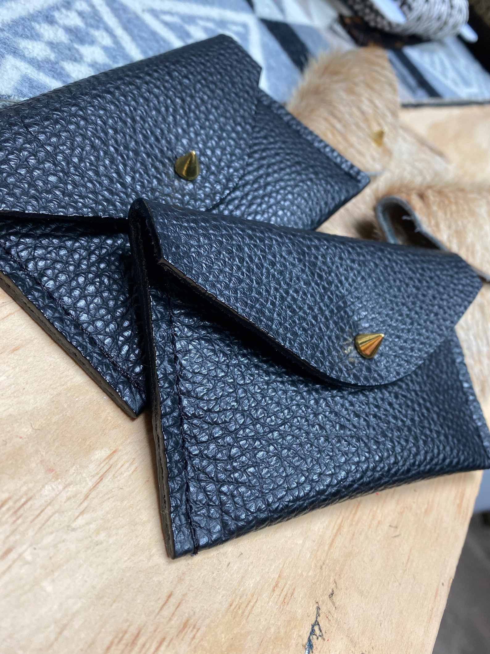 Leather Mini Wallet Leather Card Holder Etsy