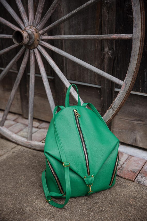 Leather Backpack Purse, Kelly Green Leather - Etsy display picture 1