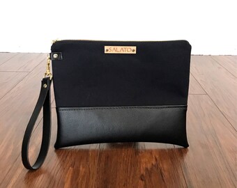 Sophisticated Black on Black Wristlet