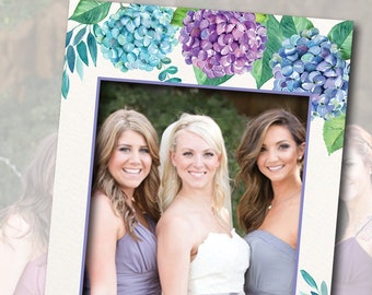 Blue Hydrangea Photo Prop Frame. Bridal Shower photo booth. DIY. Digital Printable File.