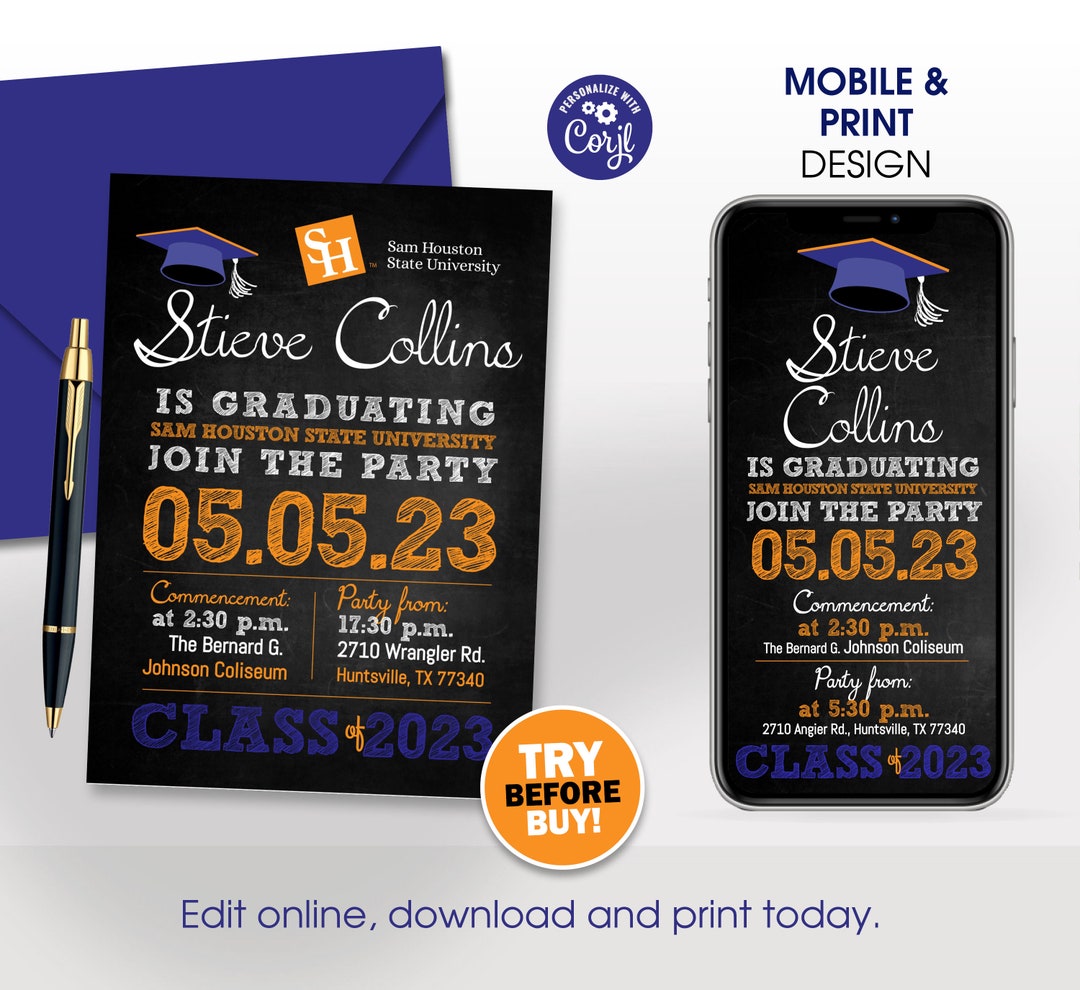 Graduation Announcement SHSU Graduation Invitation Custom Etsy