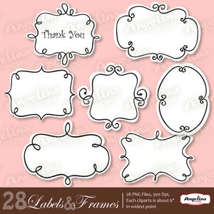 28 Digital Vector Printable Frames and Labels for Scrapbooking