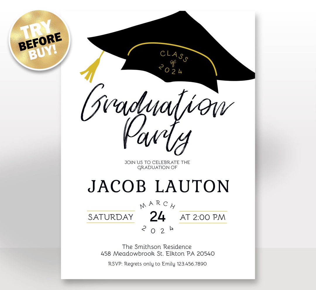 Graduation Party Invitation Template, Graduation Invitation 2024