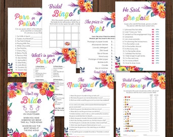 Instant Download Fiesta Bridal Shower Games, Fiesta Party. Digital Printable cards