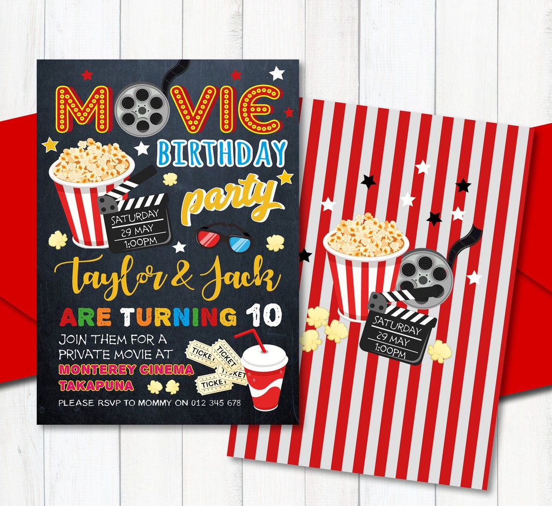 Printable Movie Invitation Movie Party Movie Birthday DIY Etsy