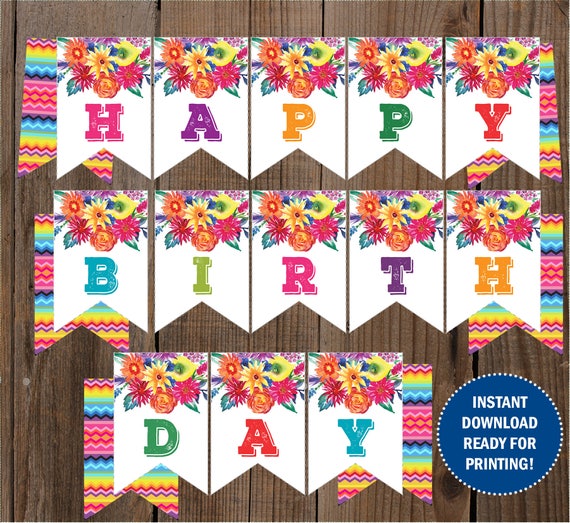 Fiesta Birthday Banner Instant Download Digital Printable Etsy
