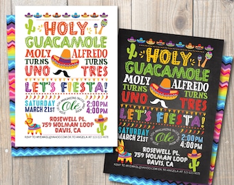 Holy Guacamole Birthday Fiesta Party, Mexican Party Invitation, Fiesta Party