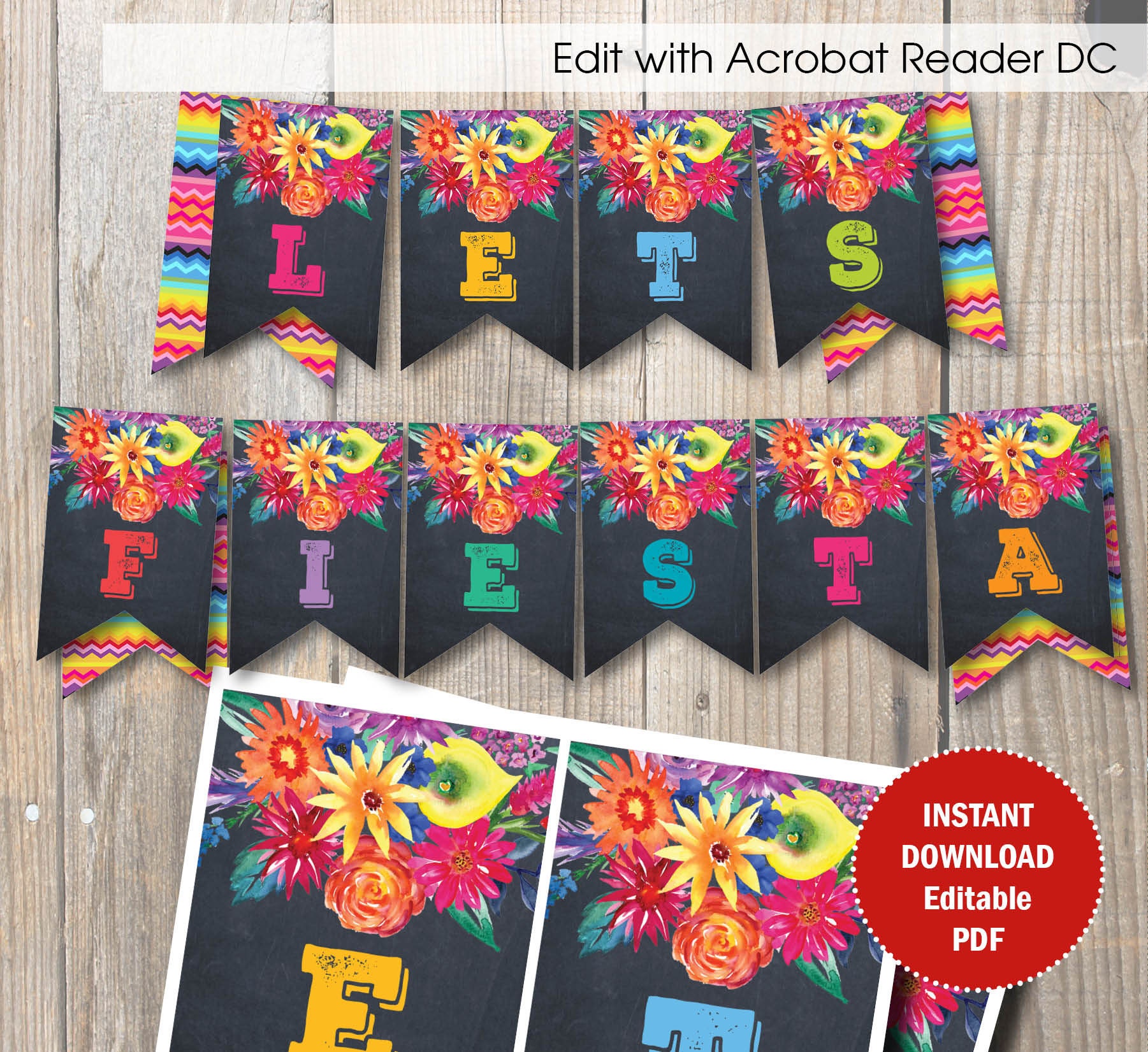 Editable Fiesta Party Banner / Fiesta Birthday banner / Etsy