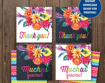 Fiesta Party Thank You Tags/ Muchas Gracias / Instant download / Digital Printable / Ready for printing