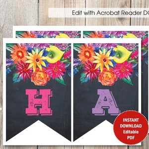 Editable Fiesta Party Banner / Fiesta Birthday banner / Editable PDF template. image 2